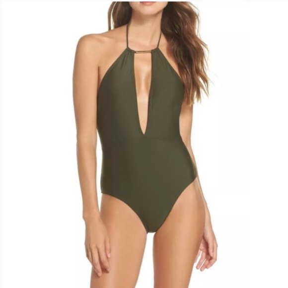 NEW Ted Baker London Halter One Piece Swim Khaki